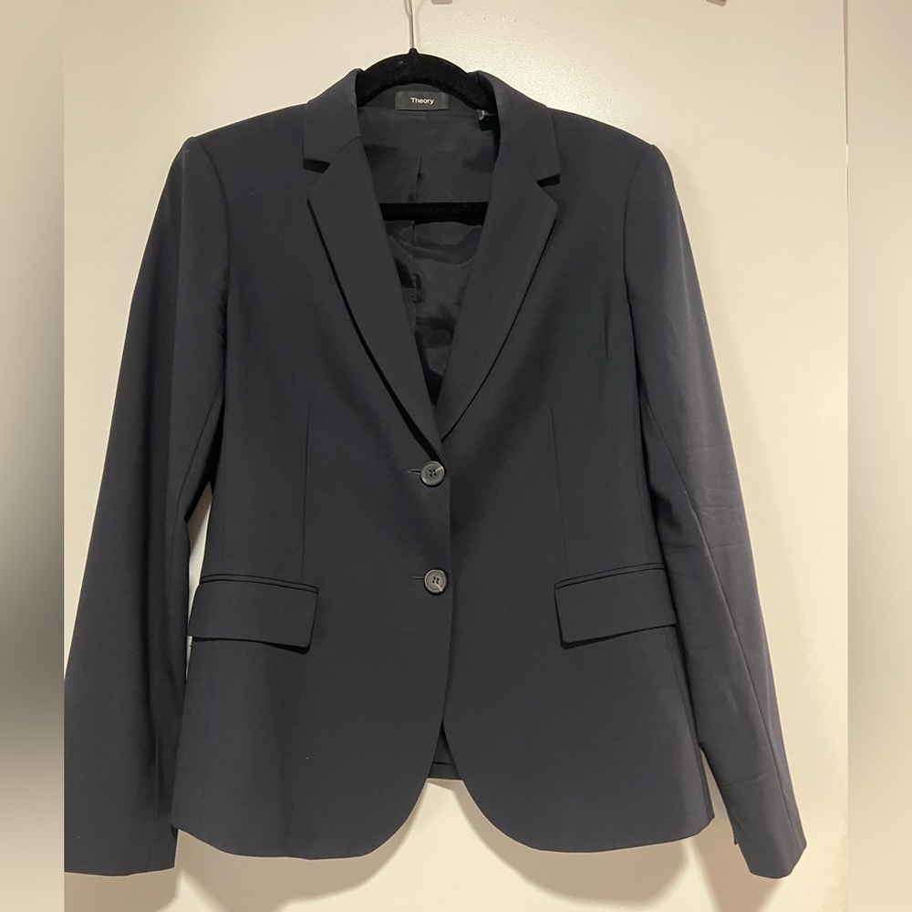 Theory Navy Blazer Tailored Fit Professional